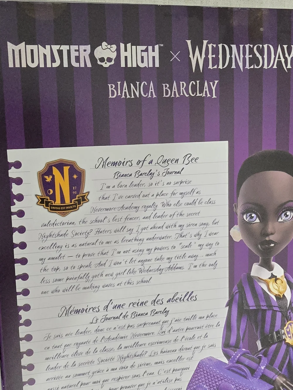 Monster High Wednesday Bianca Barclay Purple Striped Kids Costume Doll